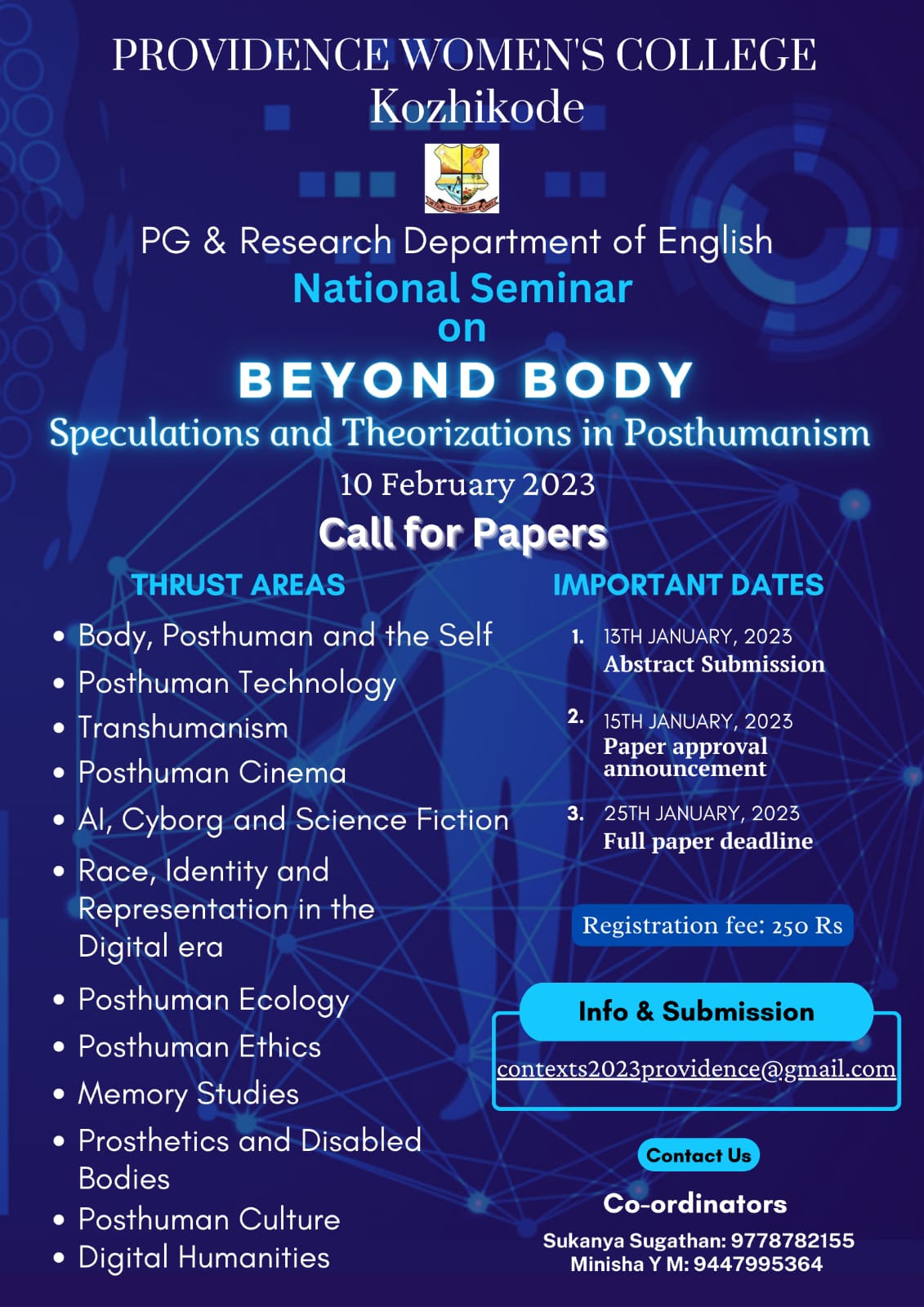 Brochure for the national seminar titled Beyond Body
